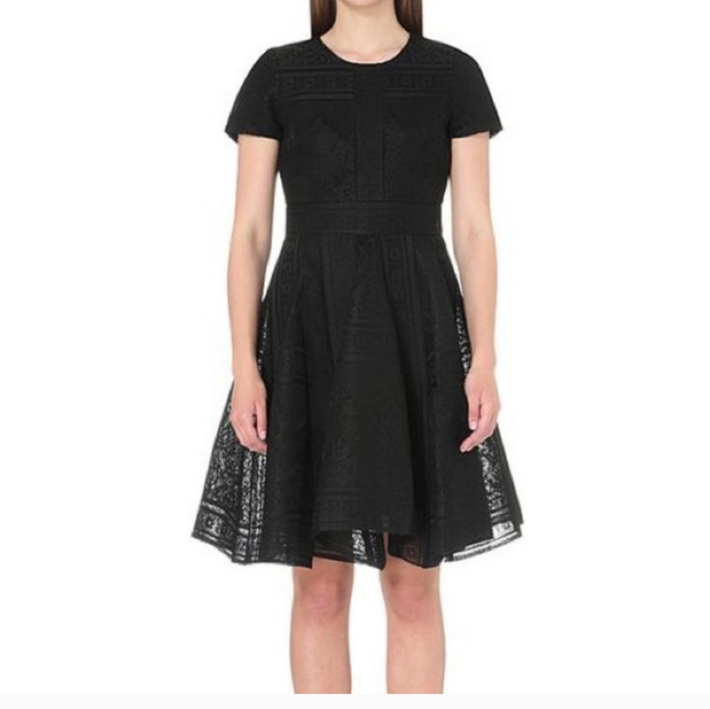 Maje Rafael Bonded Foam Lace Dress Black Fit & Flare Mini Sz 1 Pristine